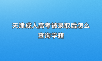 天津成人高考被录取后怎么查询学籍