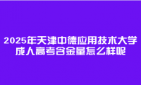 2025年天津中德应用技术大学成人高考含金量怎么样呢