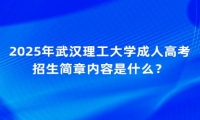 2025年武汉理工大学成人高考招生简章内容是什么？