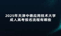 2025年天津中德应用技术大学成人高考报名流程有哪些