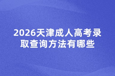 2026天津成人高考录取查询方法有哪些