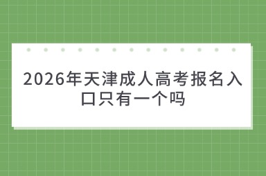 2026年天津成人高考报名入口只有一个吗