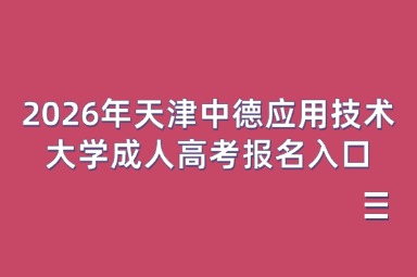 2026年天津中德应用技术大学成人高考报名入口