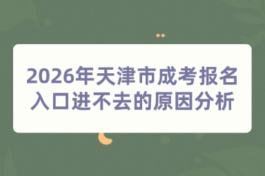 2026年天津市成考报名入口进不去的原因分析