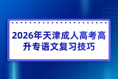 2026年天津成人高考高升专语文复习技巧