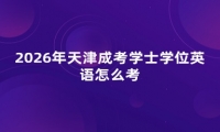 2026年天津成考学士学位英语怎么考