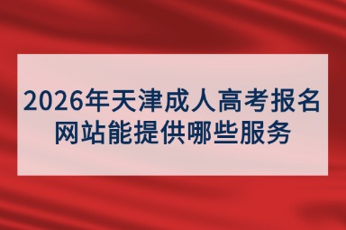 2026年天津成人高考报名网站能提供哪些服务