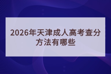2026年天津成人高考查分方法有哪些